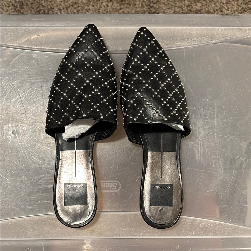 Dolce Vita Black Geometric Mules with Pointed Toe
